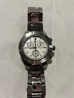 Tissot Stainless Steel V8 Chronograph Watch - white face - 44mm case.